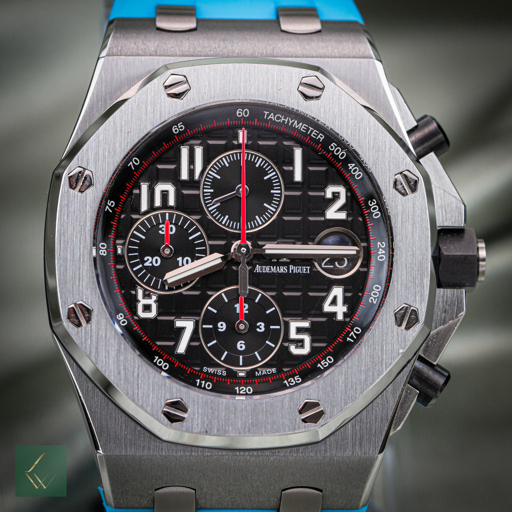 Caixa e papéis Audemars Piguet Royal Oak Offshore Vampire cronógrafo 26470ST 42mm-