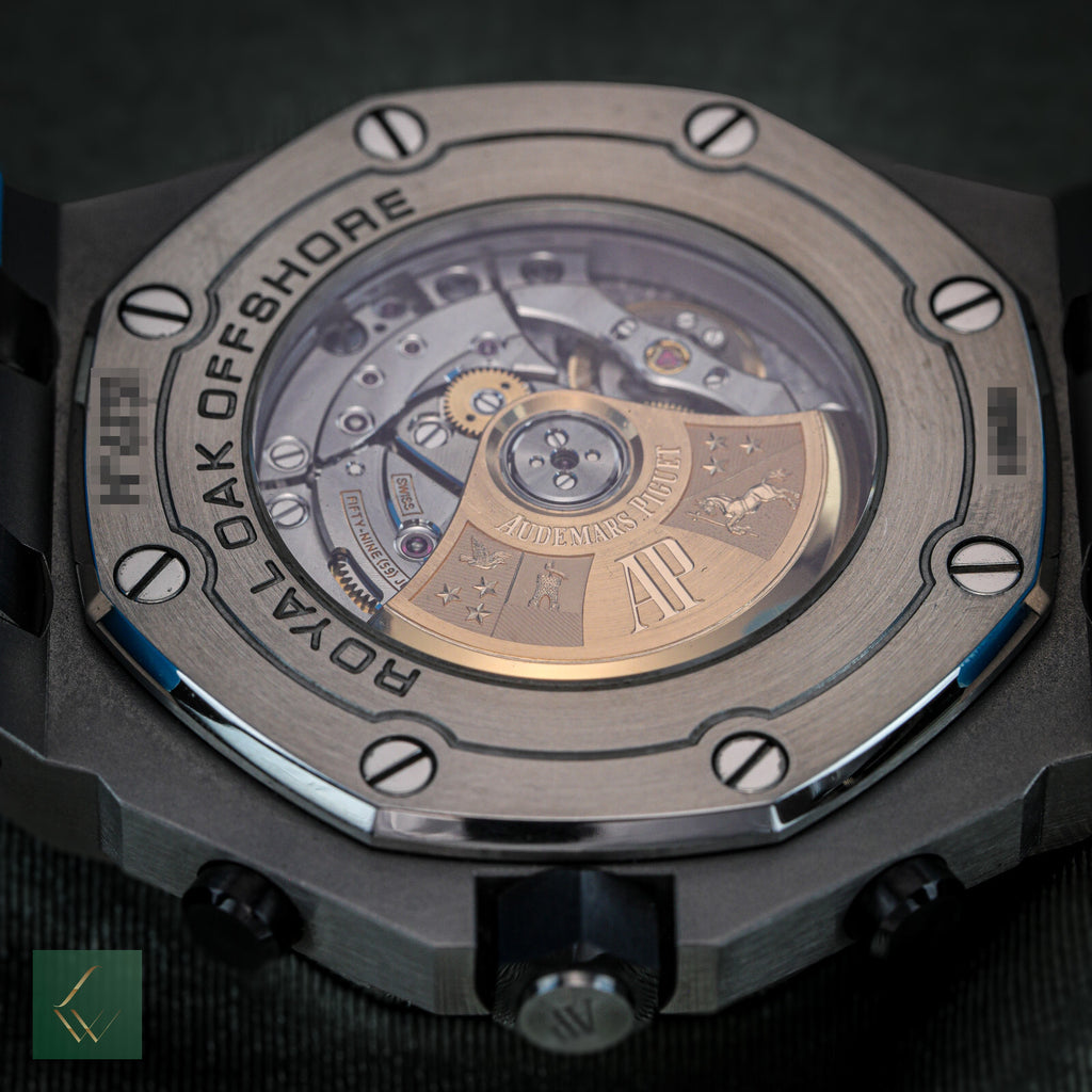 Caixa e papéis Audemars Piguet Royal Oak Offshore Vampire cronógrafo 26470ST 42mm-