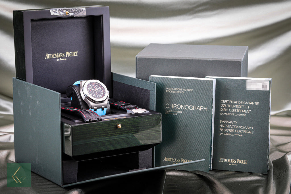 Caixa e papéis Audemars Piguet Royal Oak Offshore Vampire cronógrafo 26470ST 42mm-