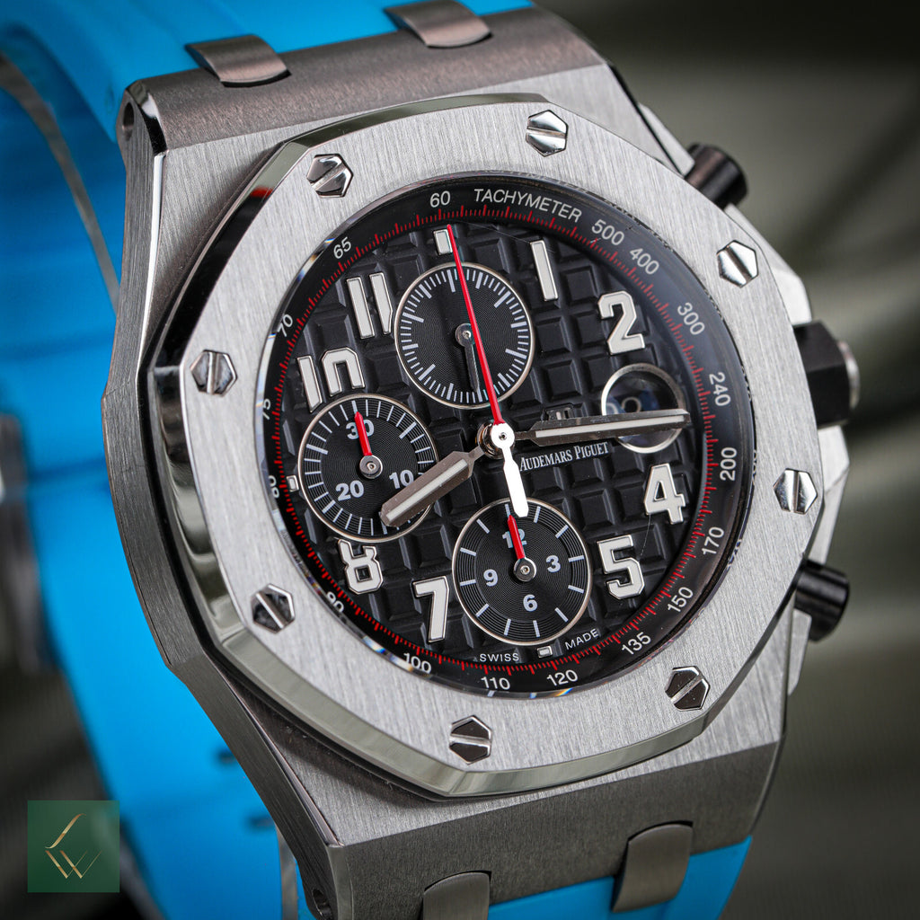 Caixa e papéis Audemars Piguet Royal Oak Offshore Vampire cronógrafo 26470ST 42mm-