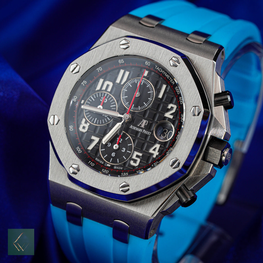 Caixa e papéis Audemars Piguet Royal Oak Offshore Vampire cronógrafo 26470ST 42mm-